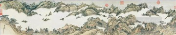 Chino Painting - Montaña qian weicheng en clauds chinos antiguos